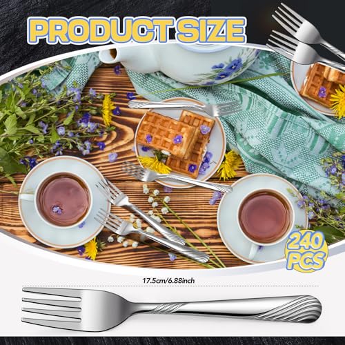240 Pcs Stainless Steel Dinner Forks Bulk Set (240 Count)
