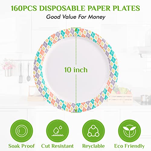 160 Paper 10 Inch Paper Plates (160 Count)