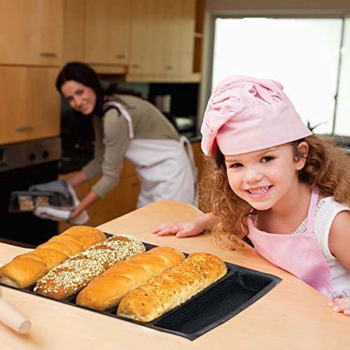 Hot Dog Molds Silicone Bread Forms Non Stick Bakery Trays For Roll Toasting 5 Loaves 12" Sheets
