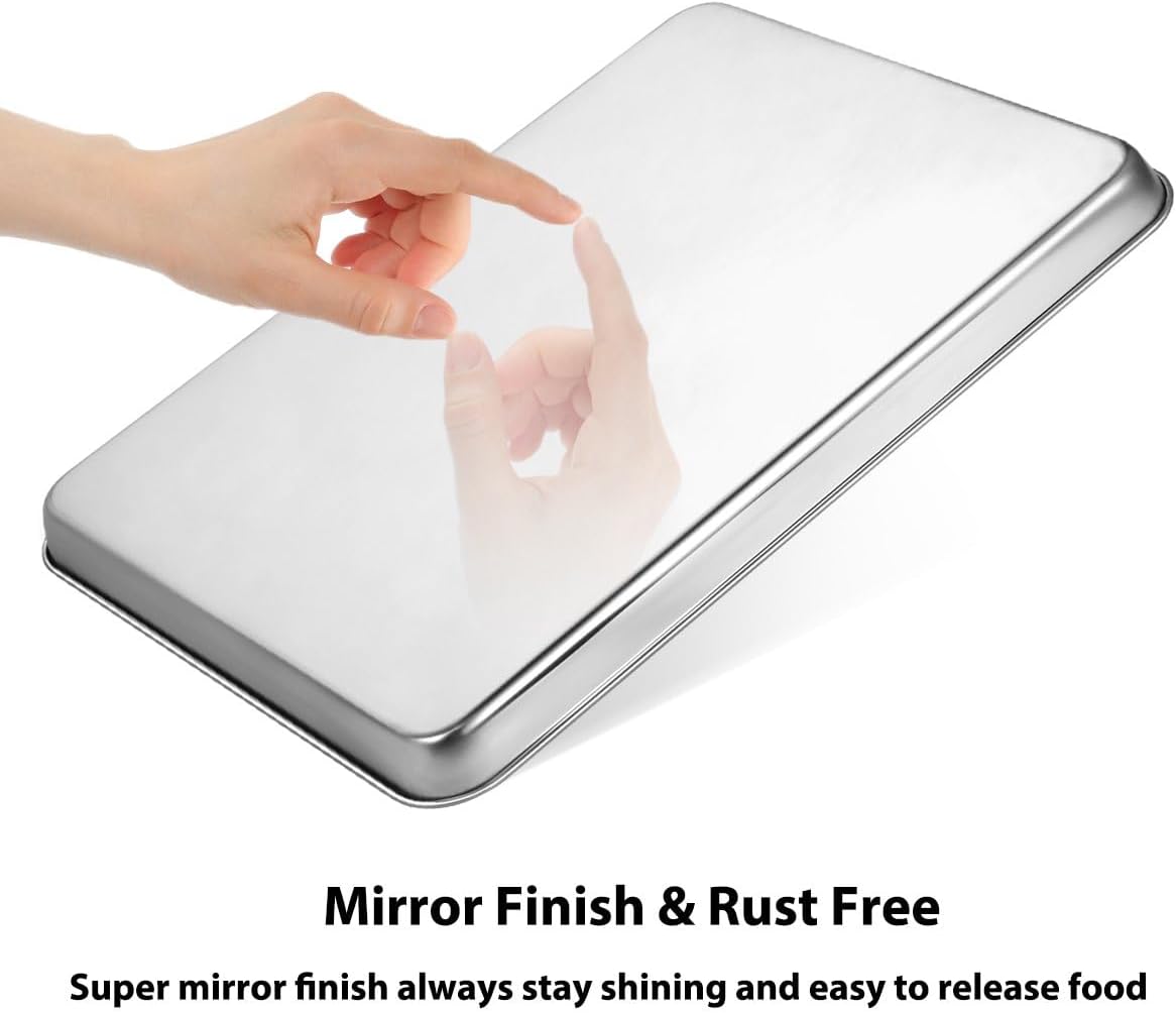 Baking Sheet, Yododo Stainless Steel Cookie Sheet Toaster Oven Tray Pan Rectangle Size 16 x 12 x 1 inch, Non Toxic & Healthy, Superior Mirror Finish & Easy Clean, Dishwasher Safe - Culinary Roots