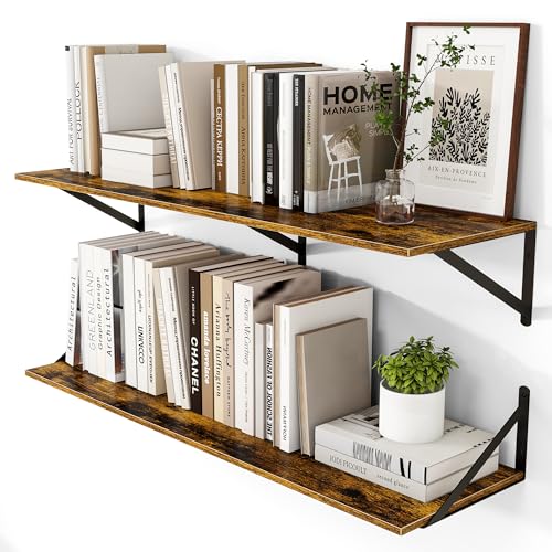 40W x 12D Deep Floating Shelves Set of 2 Rustic Brown (2 Count)