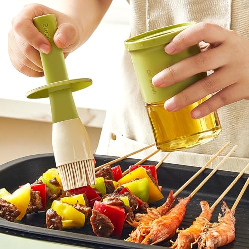 Glass Oil Dispenser with Heat Resistant Brush