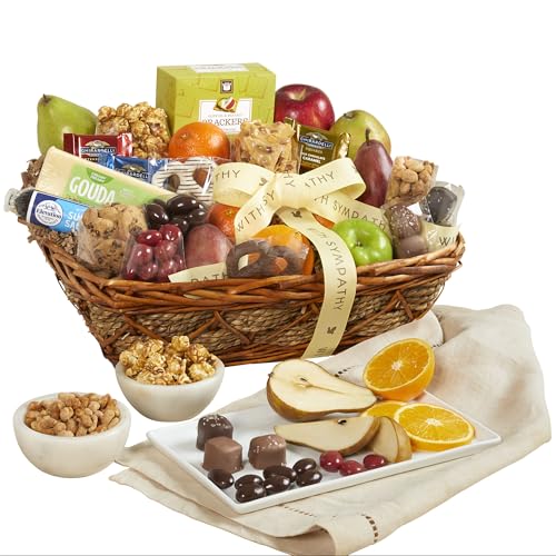 Sincere Sympathy Fruit & Sweets Deluxe Gift Basket