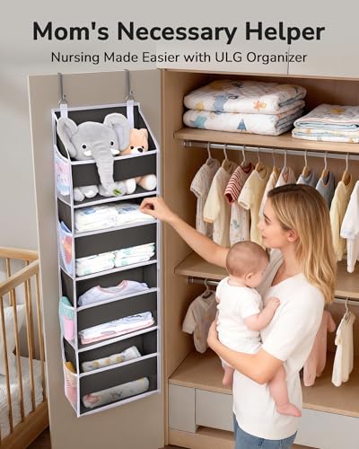 1 Pack Small Over Door Organizer with 4 Large Pockets 8 Mesh Side Pockets
