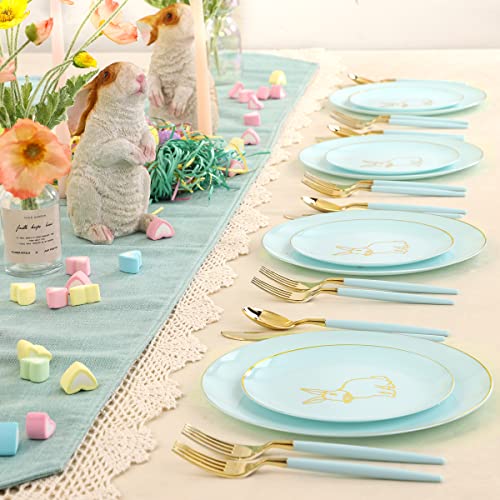 60 Pieces Easter plates with Gold Bunny (60 Count)