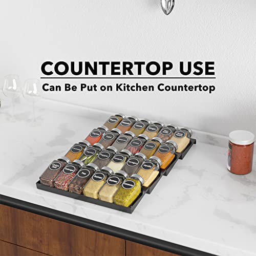 Spice Drawer Organizer with 24 Spice Jars