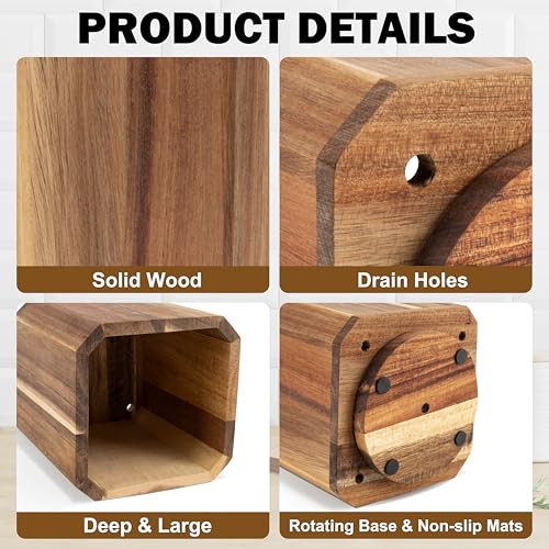 Acacia Wood Utensil Holder