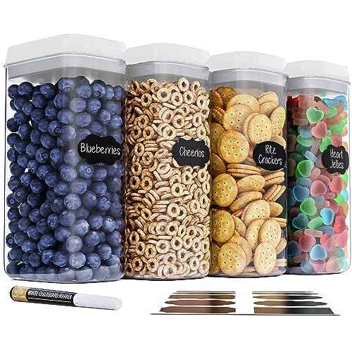 Large Airtight Food Storage Containers with White Lids (4 Count)