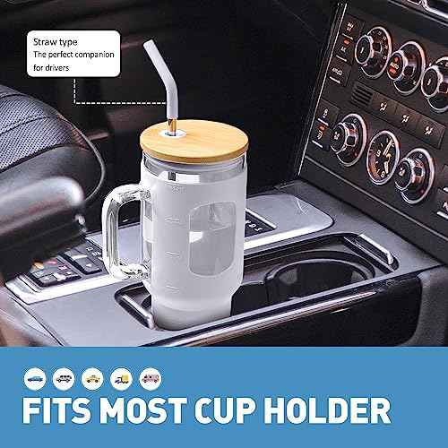 Glass Tumbler with Straw and Lid