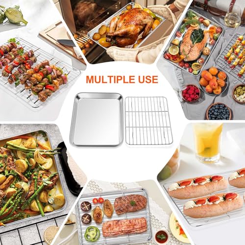 9x7 Inches Mini Stainless Steel Baking Sheet with Wire Cooling Rack