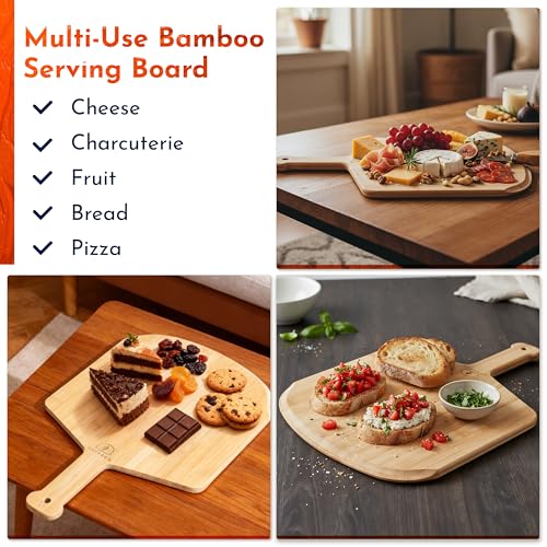 Wooden Pizza Peel 12 Inch Board with Engraved Sizes