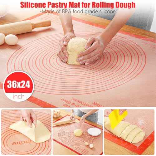 Silicone Pastry Mat 36x24 Inch Extra Large Baking Mat with Measurements