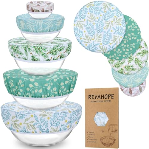 5Pcs Reusable Beeswax Elastic Bowl Covers for Bread Proofing and Food Cover (5 Count)