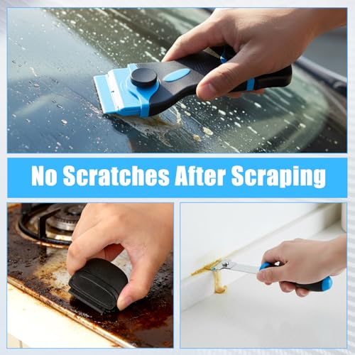 12 Pcs Floor Scraper Tool Set 52" Long Handle Metal Razor (12 Count)