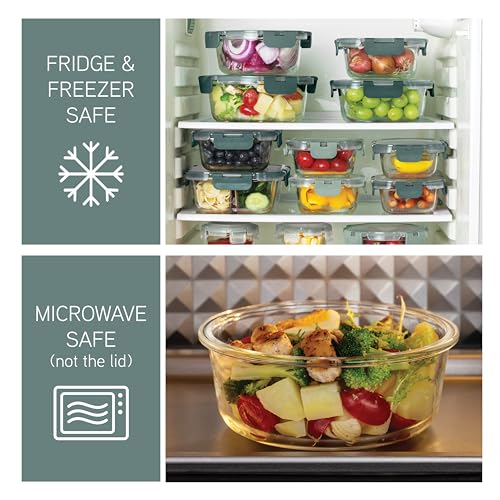 Premium 32 Pc. Borosilicate Glass Food Container Set with Dividers