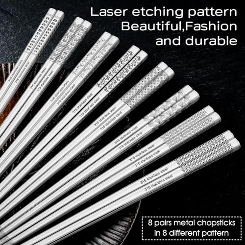 8 Pairs Metal Chopsticks Reusable 18