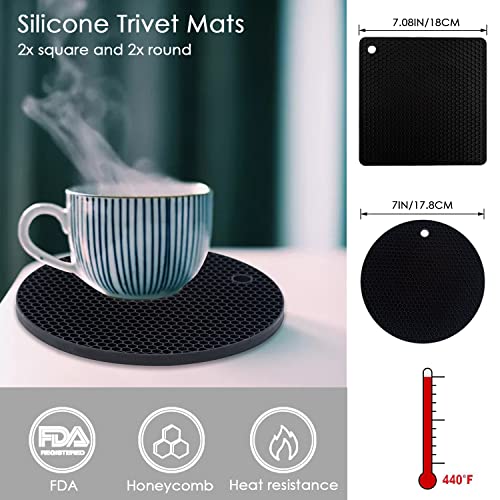 4 Pack Silicone Trivets for Hot Pots and Pans (4 Count)