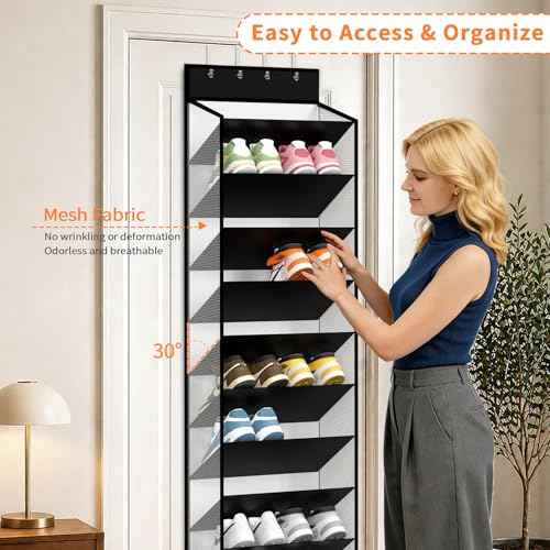 10 Tier Over Door Mesh Shoe Organizer with Large Deep Pockets