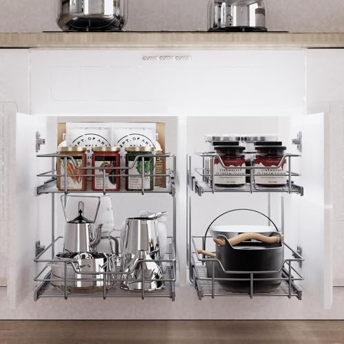 2 Tier Pull Out Cabinet Organizer 18" W X 22" D