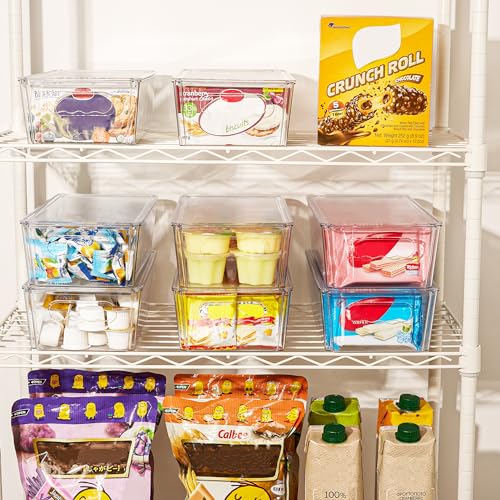 10pcs Clear Stackable Storage Bins with Lids (10 Count)