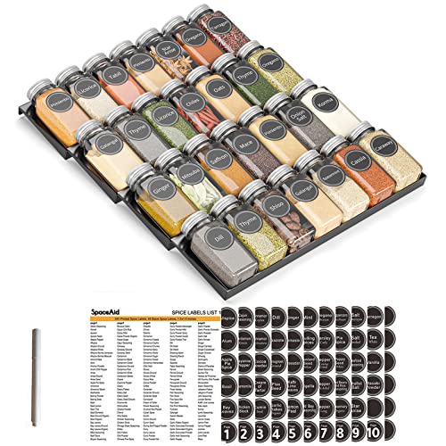 Spice Drawer Organizer with 28 Spice Jars