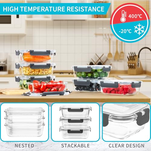 10 Pack Glass Meal Prep Containers (10 Count)
