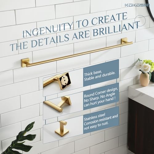 Bathroom Towel Bar 36'' Towel Holder for Bath Kitchen Wall Mount Towel Rails 36 Inch Brushed Gold Stainless Steel B4005BG