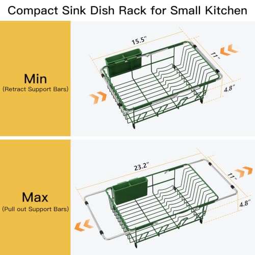 Green Dish Drying Rack in Sink