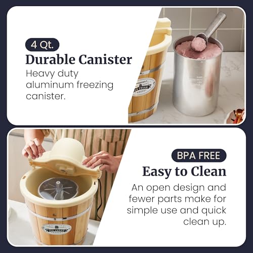EIM924LX 4Qt Old Fashioned Wood Bucket Ice Cream Maker