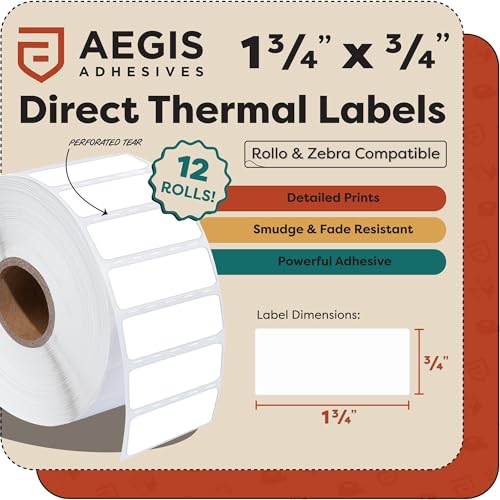 1.75" X 0.75" Direct Thermal Labels (12 Count)