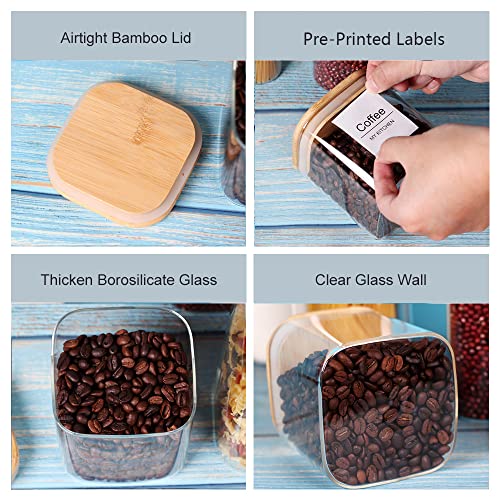 Glass Storage Canister with Wooden Lid (7 Count)