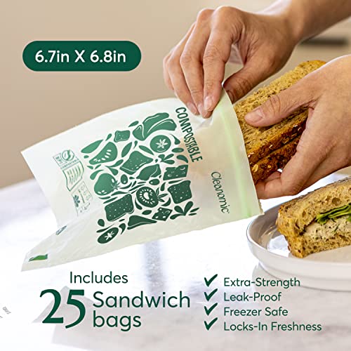 Compostable* Sandwich Size Food Storage Bags (25 Count)