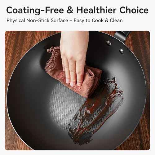 12.6" Carbon Steel Wok Pan with Lid
