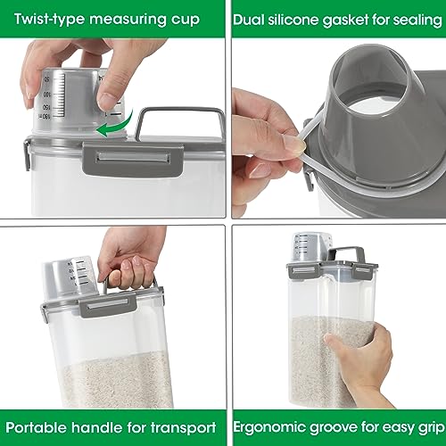 Rice Container Cereal Storage Container 2 Pack 5 Lbs (2 Count)