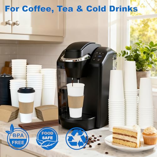 20 oz 50 Pack Coffee Cups with Lids and Sleeves (50 Count)