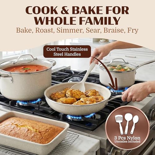 Ceraluxe 20Pc Pots and Pans Set Non Stick Ceramic Cookware Set