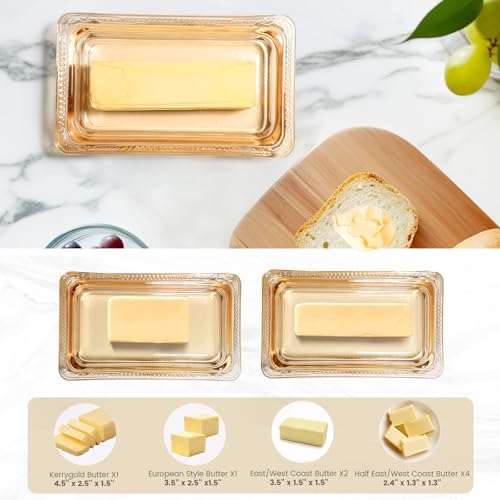 Vintage Fancy Amber Glass Butter Dish with Arch Handle Lid