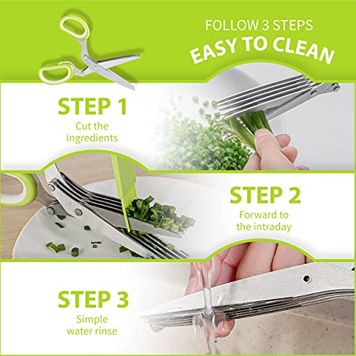 Herb Scissors with 5 Blades & Cleaning Kit