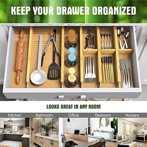 4 Pcs Expandable Bamboo Drawer Dividers (2 Count)