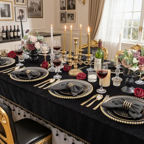 60PCS Black Plastic Plates (60 Count)