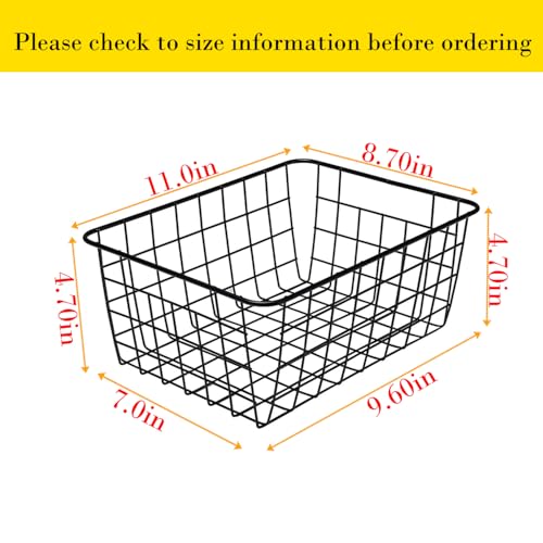 Kitchen Wire Baskets Farmhouse Decor Metal Food Storage Organizer (2 Count)