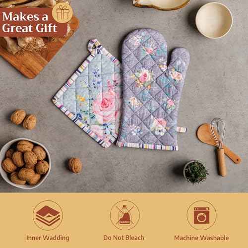 100% Cotton Oven Mitt & Pot Holder Set