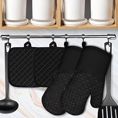 4PCS Oven Mitts and Pot Holders Sets 500°F Pot Holders for Kitchen Heat Resistant Oven Gloves Anti (4 Count)