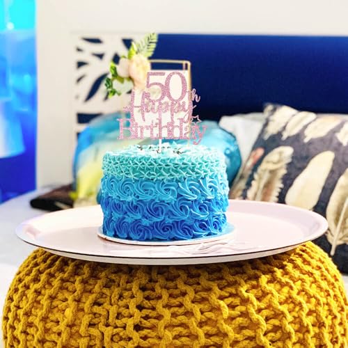 Rose Gold 50th Birthday Cake Topper (7 Count)