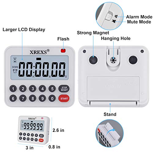 Digital Kitchen Timer Magnetic Countdown Up Cooking Loud Alarm