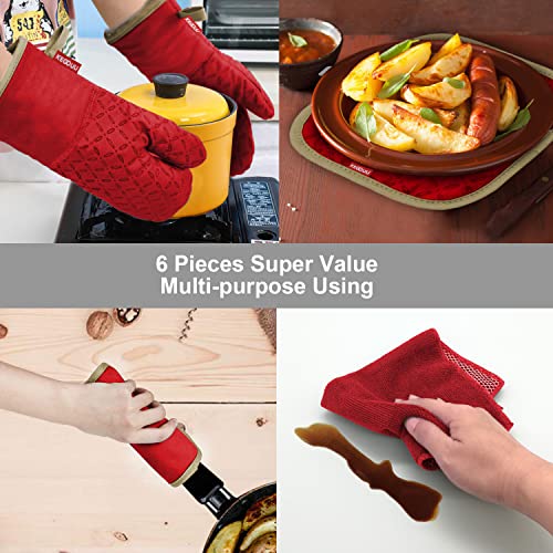 Oven Mitts and Pot Holders 6pcs Set