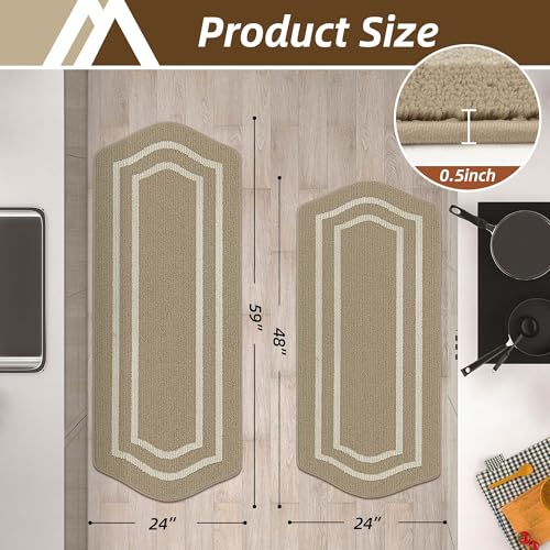 Kitchen Rugs Set of 2PCS Non Slip Kitchen Mats for Floor