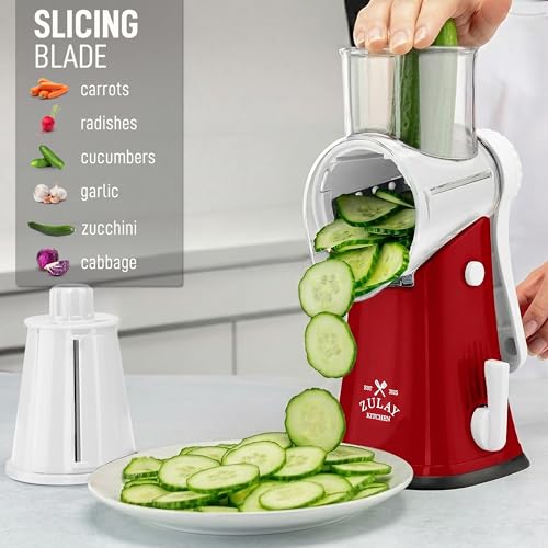 Rotary Cheese Grater Manual Hand Crank 5 Blade Shredder
