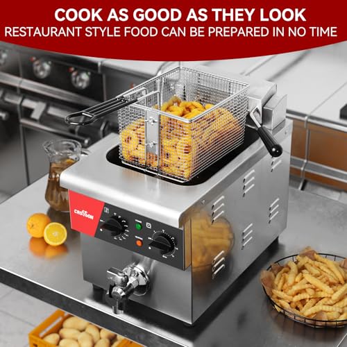 8L Countertop Electric Deep Fryer with Draining Valve