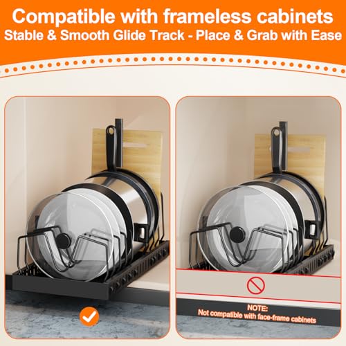 1 Pack 16.5" Deep Expandable Pots and Pans Organizer Under Cabinet